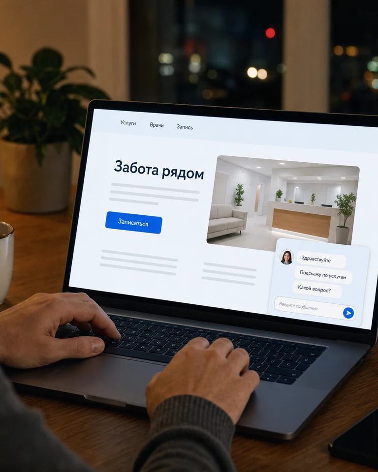 Разговор на сайте клиники поздним вечером